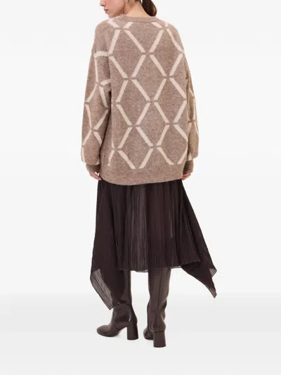Ottod'ame Geometric-patterned Sweater In Brown