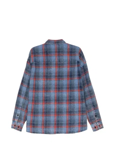 Juunj Check-pattern Bleached-effect Shirt In Blue
