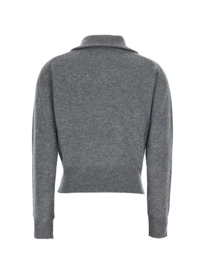 Grifoni Wool Half-zip Pullover Sweater In Gray
