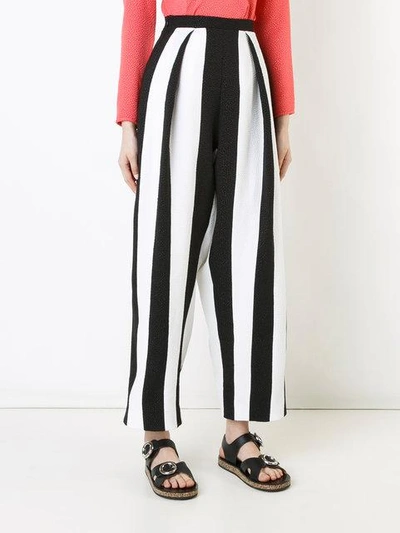Shop Edeline Lee Striped Cropped Trousers In Black