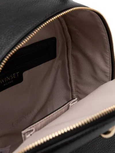 Twinset Grained-effect Logo-stud Backpack In Blue