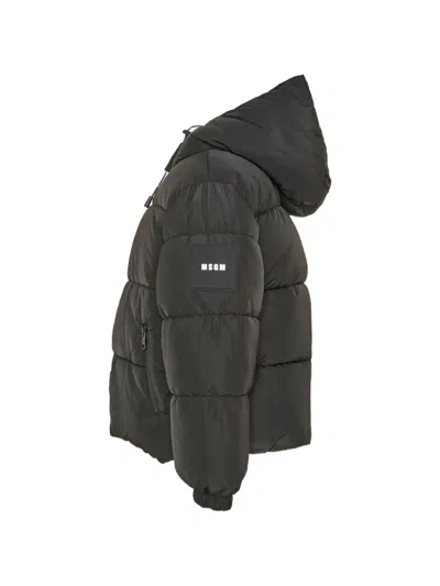Msgm Logo-patch Puffer Jacket In Black