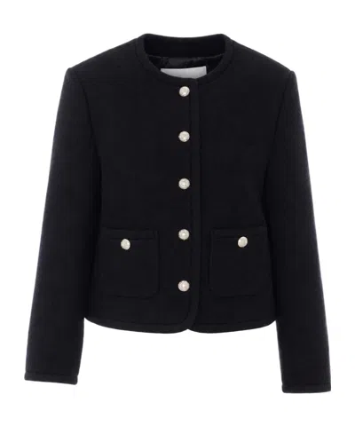 Dunst Button-up Collarless Jacket In Black