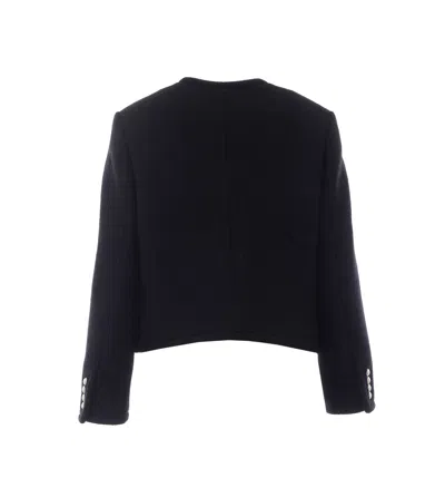 Dunst Button-up Collarless Jacket In Black