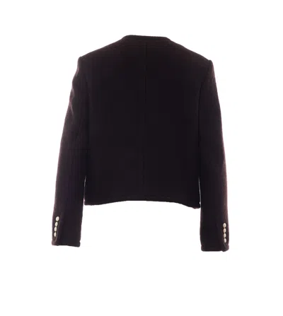 Dunst Button-up Collarless Jacket In Brown
