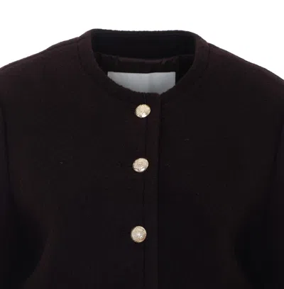 Dunst Button-up Collarless Jacket In Brown
