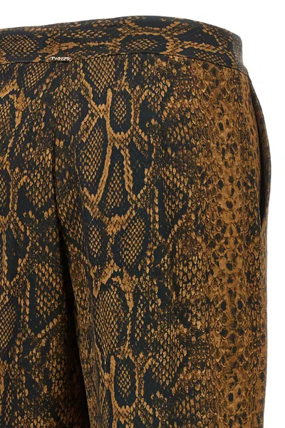 Twinset Python-print Wide-leg Trousers In Multi