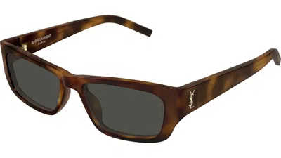 Saint Laurent Jazz Rectangle-frame Sunglasses In White