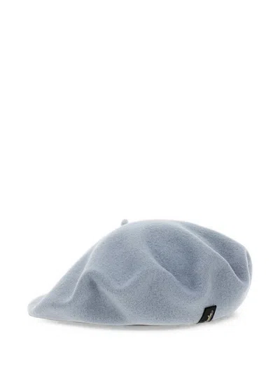 Borsalino Grey Basque Solid Beret Hat In Blue