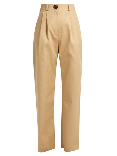 A.w.a.k.e. High-rise Cotton Chino Trousers In Beige