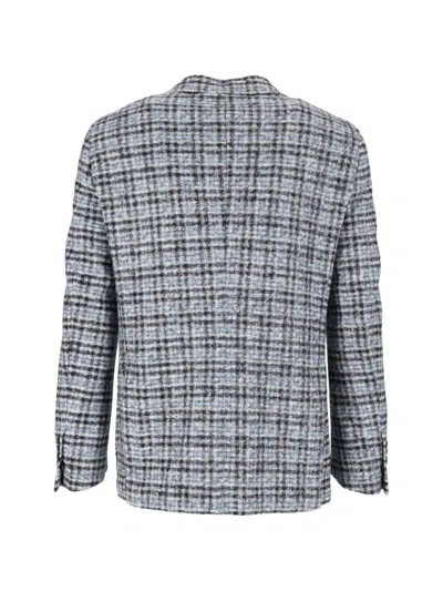 Brera Check-pattern Notched-lapels Jacket In Blue