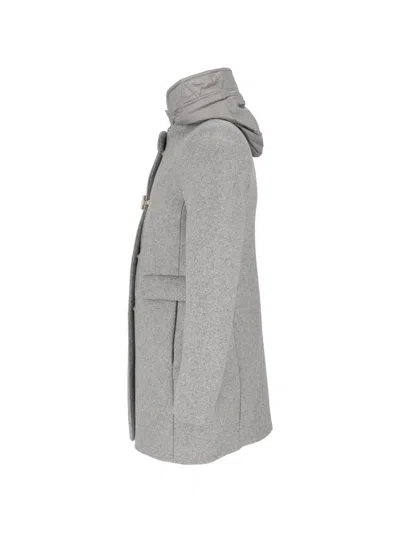 Fay Toggle Double-breasted Coat In Gray