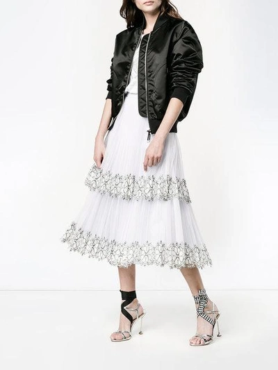 Shop Christopher Kane Lace Detail Pleated Skirt