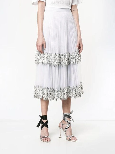 Shop Christopher Kane Lace Detail Pleated Skirt