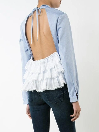 Shop Sandy Liang Open Back Shirt In Blue