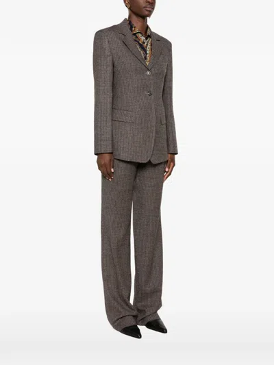 Etro Check-pattern Single-breasted Jacket In Gray