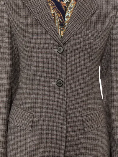 Etro Check-pattern Single-breasted Jacket In Gray