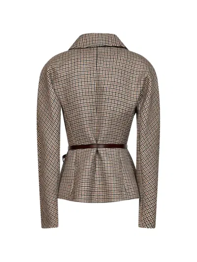 P.a.r.o.s.h Houndstooth-pattern Belted Jacket In Neutral
