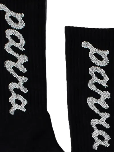 By Parra Lowercase Scriptlogo-jacquard Socks In Black