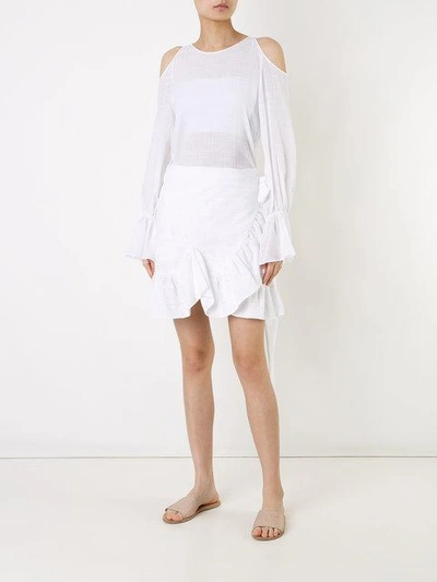 Shop Goen J Cold Shoulder Sheer Dress In White