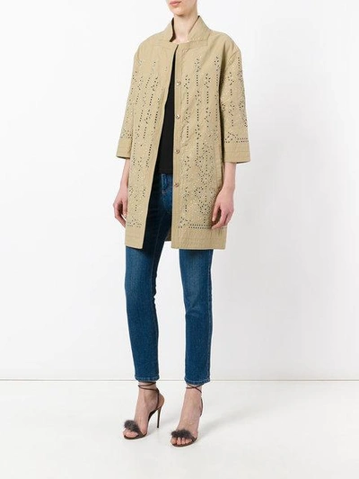 Shop Ermanno Scervino Broderie Anglaise Coat In Neutrals