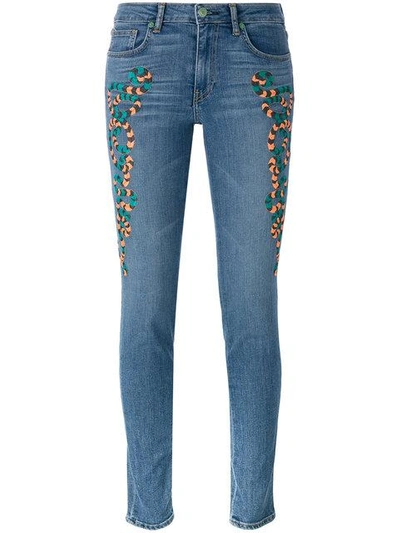 Shop Sandrine Rose Embroidered Skinny Jeans - Blue