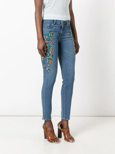 Shop Sandrine Rose Embroidered Skinny Jeans - Blue