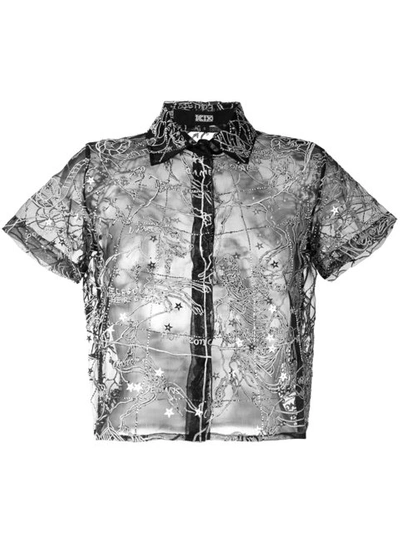 Ktz Sh 18 B Constellation Transparent Shirt In Nero-bianco
