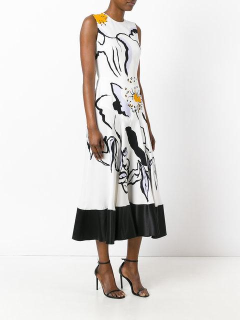 Roksanda Woman Floral Print Silk-crepe Midi Dress White | ModeSens