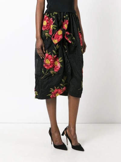 Shop Simone Rocha Floral Jacquard Draped Skirt - Black