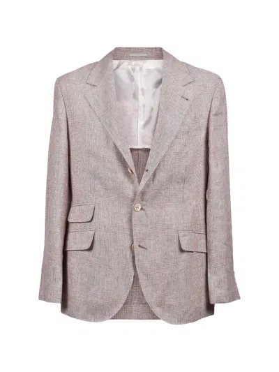 Brunello Cucinelli Checked-pattern Suit In Purple