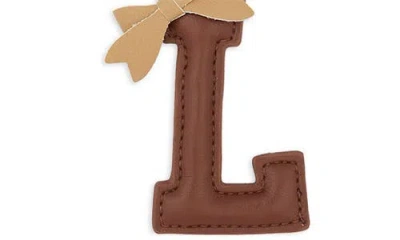 Leith Bow Initial Bag Charm In Brown
