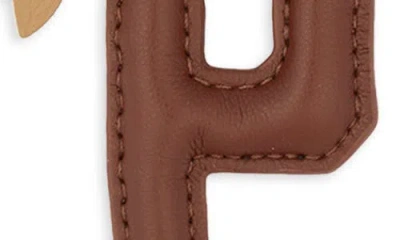 Leith Bow Initial Bag Charm In Brown