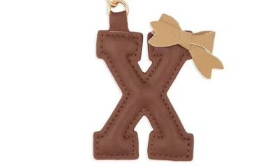 Leith Bow Initial Bag Charm In Brown