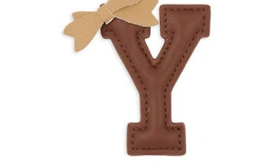 Leith Bow Initial Bag Charm In Brown