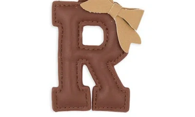 Leith Bow Initial Bag Charm In Brown