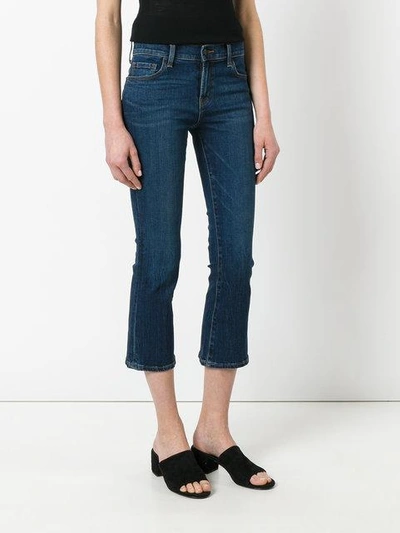 Shop J Brand 'selena' Cropped Bootleg Jeans In Blue