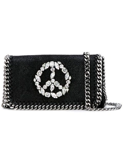 Shop Stella Mccartney Crystal Peace Falabella Crossbody Bag - Black