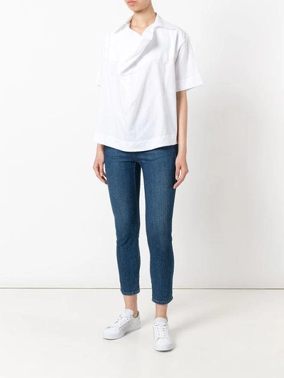 Shop Marni Oversized Neckline Shirt In White