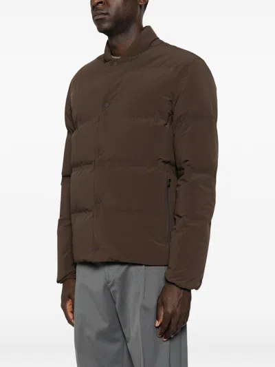 Herno Quilted Press-stud Jacket In Brown