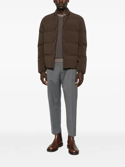 Herno Quilted Press-stud Jacket In Brown