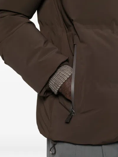 Herno Quilted Press-stud Jacket In Brown