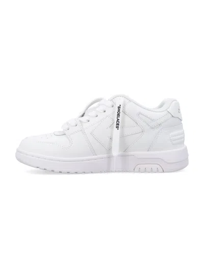 Off-white Monochromatic Leather Sneakers With Textured Sole In White