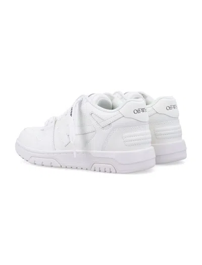 Off-white Monochromatic Leather Sneakers With Textured Sole In White
