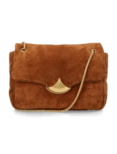 Sessun Large Puffy Chain-link Shoulder Bag In Brown