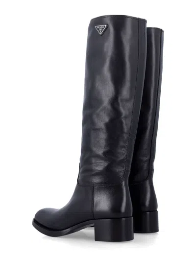 Prada High Boot Logo 40 In Black