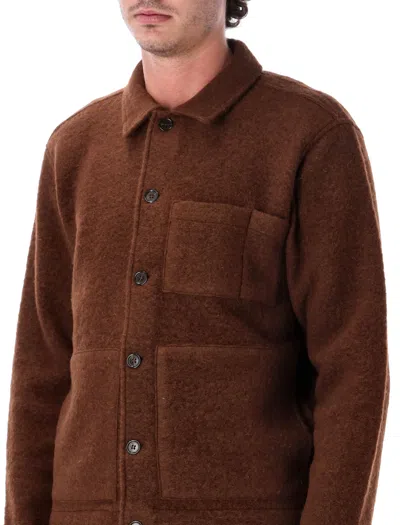 Universal Works Button-up Patch-pocket Jacket In Brown