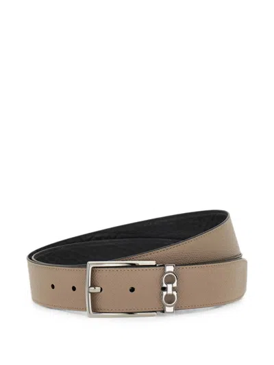 Ferragamo Reversible And Adjustable Belt With Rectangular Buckle In Red