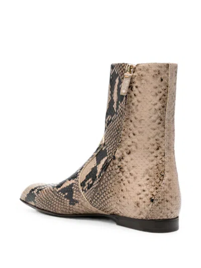 Khaite Colt Python-embossed Leather Bootie In Neutral