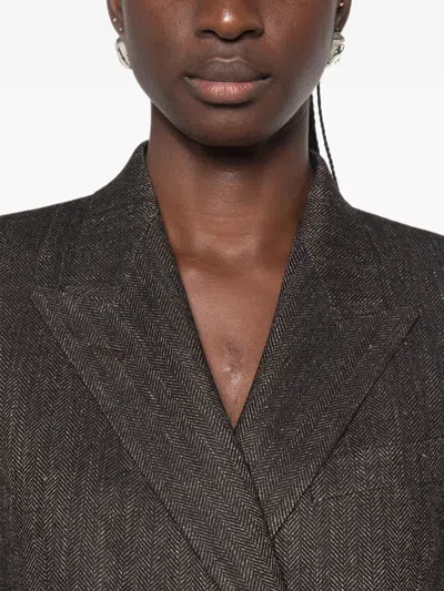 Tagliatore Doublebreasted Jacket With Herringbone Pattern In Brown